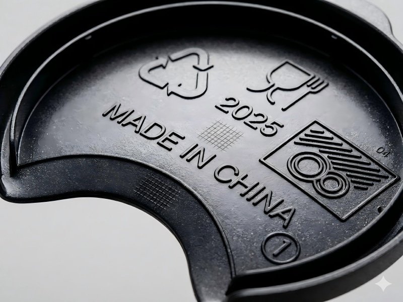 symbol and letters on plastic molded parts